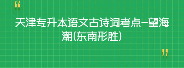 天津專升本語文古詩詞考點-望海潮(東南形勝) 天津專升本語文古詩詞考點-望海潮(東南形勝)