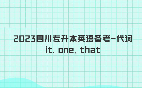 2023四川專升本英語備考-代詞it、one、that