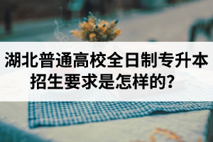 湖北普通高校全日制專升本招生要求是怎樣的？