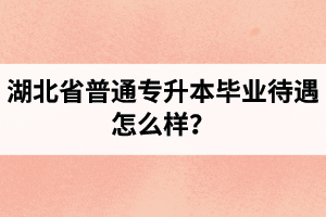 湖北省普通專升本畢業(yè)待遇怎么樣？