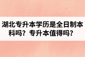 湖北專升本學(xué)歷是全日制本科嗎？專升本值得嗎？