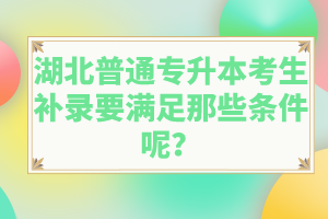 湖北普通專(zhuān)升本考生補(bǔ)錄要滿(mǎn)足那些條件呢？