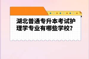 湖北普通專升本考試護(hù)理學(xué)專業(yè)有哪些學(xué)校？