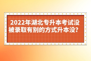 2022年湖北專升本考試沒被錄取有別的方式升本沒？