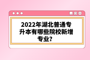 2022年湖北普通專(zhuān)升本有哪些院校新增專(zhuān)業(yè)？