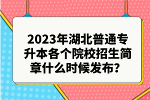 2023年湖北普通專升本各個(gè)院校招生簡(jiǎn)章什么時(shí)候發(fā)布？