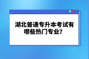 湖北普通專升本考試有哪些熱門專業(yè)？