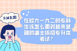 在校大一大二的?？粕撛趺疵鎸?duì)越來(lái)越難的湖北統(tǒng)招專升本考試？
