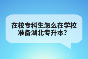 在校?？粕趺丛趯W校準備湖北專升本？