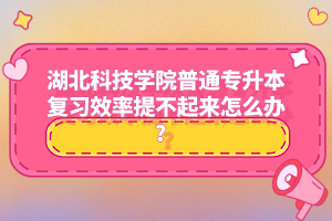 湖北科技學(xué)院普通專升本復(fù)習(xí)效率提不起來(lái)怎么辦？